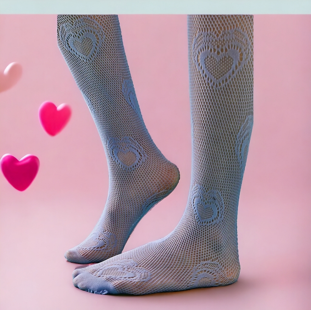 💜💜FREE PEOPLE HEART KNIT TIGHTS PERIWINKLE  ONE SIZE